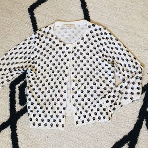 LOFT Cream Printed Cardigan - M